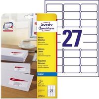 Avery Zweckform J4792-25 Adress-Etiketten, A4, 63,5 x 29,6 mm, 25 Bogen/675 Etiketten, weiß