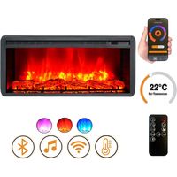 Chimenea eléctrica DLC Home EF2 1800 W con altavoz Bluetooth, efecto llama, Wi-Fi, mando a distancia y calefacción 17-27 C