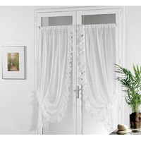 Voilage Bonne Femme en Tergal et Lin Blanc 95x210 cm