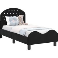 vidaXL Cadre de lit pour tout-petit avec tête de lit Noir 70 x 140 cm