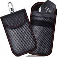 Etui Anti RFID Clé Voiture Signal Blocage Faraday Pochette Sac, Lot de 2 Pochettes Blocage Signal RFID pour Clé Voiture, Étui de Protection Anti RFID en Fibre de Carbone.