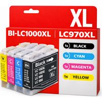 Pack de Cartouches Compatibles BROTHER LC-1000XL/LC-970XL Imprimantes DCP 130C à 770CW/FAX 1355 à 2580C/MFC 230C à 885CW