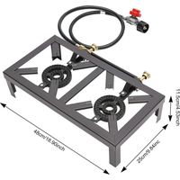 Réchaud Camping Double Brûleur – 8000W, Réglage Pression, Plaque 48x25cm, Tuyau 1,2m, Pour Gaz (non Inclus)