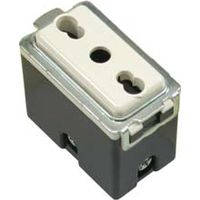 PRESA SICUREZZA BIVALENTE VENUS- - 2 poli+terra 10/16A alveoli ø mm.4/5 (7079.N) - 6 pezzi MARLANVIL