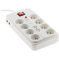 Zenitech – Bloc parafoudre 8 prises avec protection TV et téléphone RJ11 – Indicateur lumineux – Dispositif thermique de sécurité