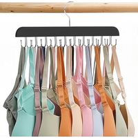 Cintre à sous-vêtements, cintre à soutien-gorge gain de place avec pinces antidérapantes, organisateur de placard pliable pour sous-vêtements et foulards, noir