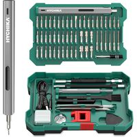 Precision Screwdriver Set, HYCHIKA 67 in 1 Electric Mini Cordless Screwdriver LED Lights USB Rechargeable Magnetic Drill Bits Multipurpose Portable Repair Tools