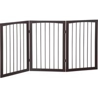 Pawhut – Barrière de sécurité modulable pliable 160L x 76H cm – 3 panneaux MDF marron café – Patins antidérapants pour stabilité