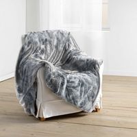 Douceur D'Intérieur – Plaid 180 x 220 cm imitation fourrure ultra douce – Antartic Gris – Parfait pour soirées cocooning et couvre-lit décoratif