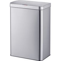 Relaxdays Poubelle à capteur, 50 L, couvercle automatique, porte-sacs, inox brossé, poubelle de cuisine, argent