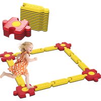 Kinder Schwebebalken-Set, frei gestaltbar, Kunststoff, flexible Teile, Gelb+Rot