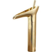 Grifo de baño dorado, grifo de tocador moderno, grifo monomando para lavabo de baño, acabado en latón.