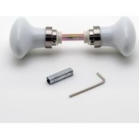 Quincadeco – Bouton double porcelaine blanche – Base nickel – Carré 6mm pour portes anciennes et contemporaines – 2 vis pointeaux incluses