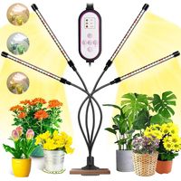 Grow lights for indoor plants, 80 full-spectrum LEDs, 10 dimming levels and 4 grow lights with a timer, red/white