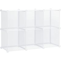 Mobile Scarpiera Modulare Salvaspazio, 6 Cubi in Plastica PP, 65x32x162 cm, Trasparente