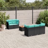 vidaXL 6 Piece Garden Sofa Set with Cushions Black Poly Rattan (US only)