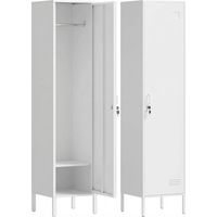 Armadio Metallico 40x40x179 cm Bianco Porta Chiudibile Portanome Asta Appendiabiti