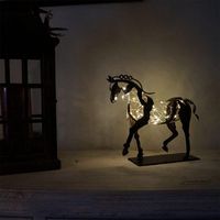 Pferdeskulptur aus Metall, Geschenk für Reiter, Vintage-Dekoration, Wand- oder Tischdekoration, Pferdestatue (mit Beleuchtung)