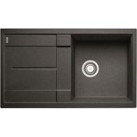 Blanco – Évier 1,5 bac anthracite Silgranit PuraDur II – Grande cuve profonde + égouttoir cannelé – Pour sous-meuble 50 cm – Siphon Ø 40 mm – 513221