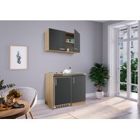 Cuisine Mini-cuisine Single Kitchenette Chêne Gris Levin 100 cm Respekta