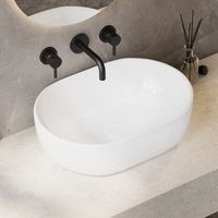 Vasque à poser céramique ovale blanche 48x34x14,5cm – Installation flexible – Drainage rapide – ERIVB043 – Eridanus
