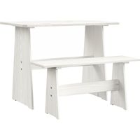 vidaXL Tavolo da Pranzo con Panca REINE Bianco Legno Massello di Pino