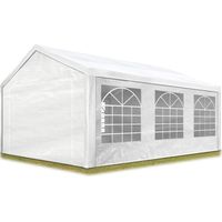 Intent24 – Tente de réception 3x6 m – Barnum blanc 100% imperméable – Structure acier galvanisé – Montage rapide avec système à clips
