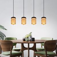 Lampe suspendue plafonnier suspension lampe de table à manger lampe de salon lampe de salle à manger, métal noir MDF marron, 4 ampoules E27, L 90 cm