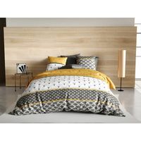 Housse de couette 240x220 Leo + 2 taies 100% coton 57 fils