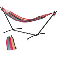 Amaca Autoportante con Supporto, Altezza Regolabile e Borsa di Trasporto, 310x117x105 cm, Rosso
