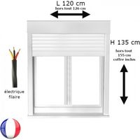 Fenêtre PVC 2 vantaux oscillo-battant avec volet roulant électrique H 135 x L 120 cm pour pose en neuf