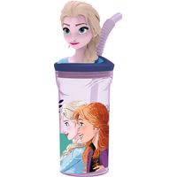 STOR Bicchiere Originale Disney Frozen 3D per bambini da 360 ml con cannuccia