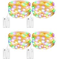 ZOLGINAH Lot de 4 Guirlande Lumineuse Girlande de Lumière 5M 50LED Guirlandes Lumineuses Piles Mini Led Intérieur Girlande de Lumière Decoration pour Chambre Noël Mariage Soirée Maison, Multicolore