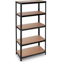 2x Scaffale in Metallo, Capacità fino a 875 kg, 5 Ripiani ad Incastro Cantina Acciaio, MDF, HLP 180x90x45cm, Nero