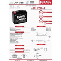 BATERÍA BS BT12B-4 (FA) (YT12B-4) 151X70X130 12V 10AH SIN MANTENIMIENTO - INUNDADA (175A) (4)