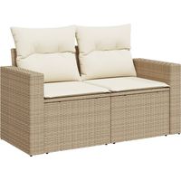 Vidaxl – Canapé de jardin 2 places en poly rotin beige – Coussins épais – Rangement sous l'assise – Conception modulaire et résistante aux intempéries