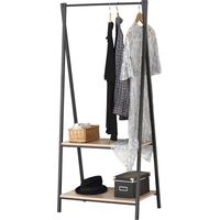 Kleiderschrank mit 2 Regalen, Kollektion HOLBORN, Industriestil, Farbe Eiche und Schwarz