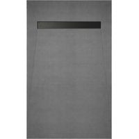 receveur de douche à carreler 160x90 cm avec bonde écoulement linéaire - grille finition noire