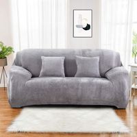 Copridivano a 3 posti (cuscini non inclusi) Facile da installare, in velluto, tessuto elastico, lavabile in lavatrice (3 posti: 190-230 cm, grigio chiaro)