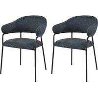 Sedie Rebecca Mobili Azobe 82,5x57x56,5 Tessuto Poliestere Acciaio Blu Petrolio Nero Moderno SET 2 pezzi