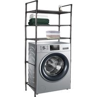 Haloyo® Scaffale per WC, Scaffale portaoggetti per WC a 3 livelli, Unità scaffale sopra WC, 150x70x26cm, Nero
