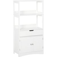 Bathroom Floor Cabinet, Free Standing Kitchen Cupboard with Shelves, Drawer and Doors, Storage Organizer for Living Room, White