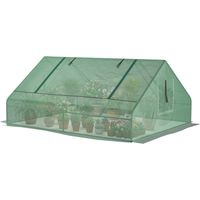 Invernadero pequeño para cultivo 4 ventanas enrollables marco acero cubierta PE anti-UV 180x140x80 cm vert