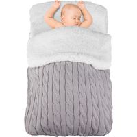 Couverture d'emmaillotage d'hiver pour bébé de 0 à 12 mois, gigoteuse chaude pour nouveau-né filles et garçons (gris)