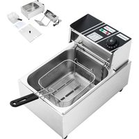 6L 2500W Friteuse électrique Acier inoxydable Cuisine professionnelle Zone froide Friteuse Résistance immergée, Contrôle de la température, Démontable, Surveillance facile, facile à nettoyer