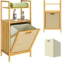 Casaria – Meuble de rangement salle de bain 2 en 1 – Panier à linge amovible 36L – Bambou naturel – Dimensions 90 x 40 x 35 cm