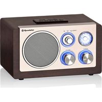 Roadstar HRA1345NUSWD Radio Portátil Vintage FM Analógica, Puerto USB - MP3, Lector Tarjeta SD, Radio Retro Compacta Madera