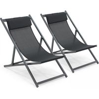 Lot de 2 transats en aluminium noir