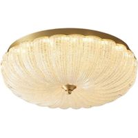 Plafonnier laiton moderne – Verre clair ondulé – Or – 3 températures – 30 cm – Salon/chambre – Glamour