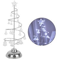 LED Christmas Tree Lamp Battery Powered Spiral Christmas Tree Table Light with Star Topper for Home Bedroom Xmas Decor Silver